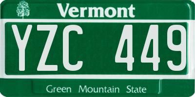 VT license plate YZC449