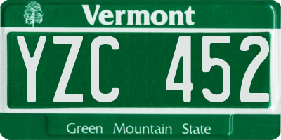 VT license plate YZC452