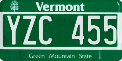 VT license plate YZC455