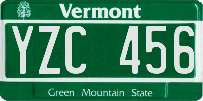 VT license plate YZC456