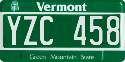 VT license plate YZC458