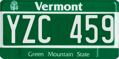 VT license plate YZC459