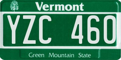 VT license plate YZC460