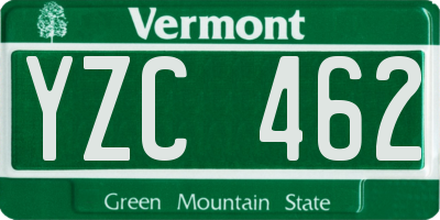 VT license plate YZC462