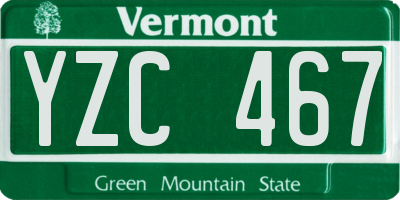 VT license plate YZC467