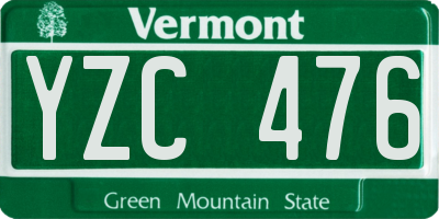 VT license plate YZC476