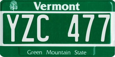 VT license plate YZC477