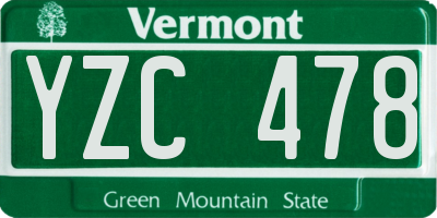 VT license plate YZC478