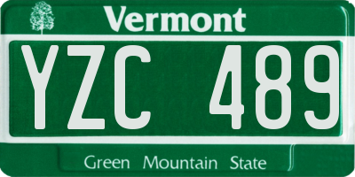 VT license plate YZC489