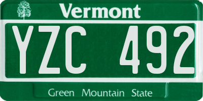 VT license plate YZC492