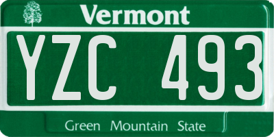 VT license plate YZC493