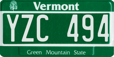 VT license plate YZC494