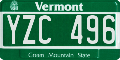 VT license plate YZC496