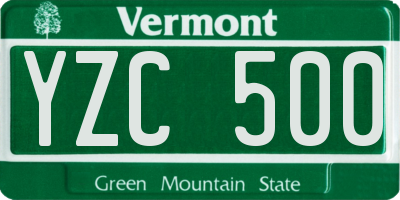 VT license plate YZC500
