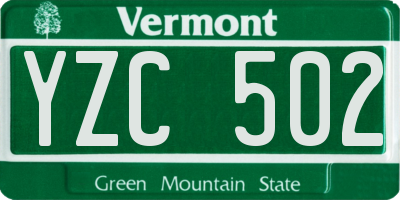 VT license plate YZC502