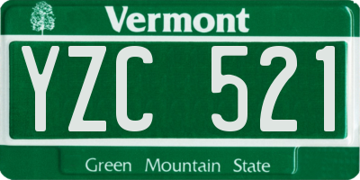 VT license plate YZC521