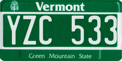 VT license plate YZC533