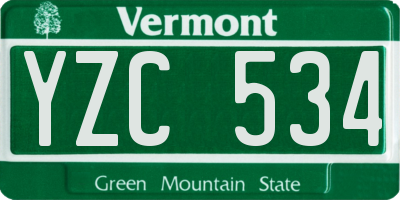 VT license plate YZC534