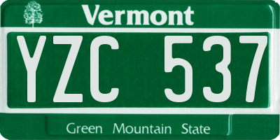 VT license plate YZC537