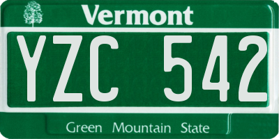 VT license plate YZC542