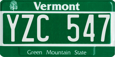 VT license plate YZC547