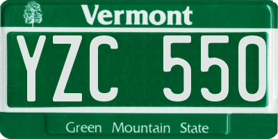 VT license plate YZC550