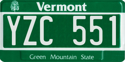 VT license plate YZC551