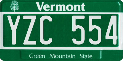 VT license plate YZC554