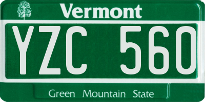 VT license plate YZC560