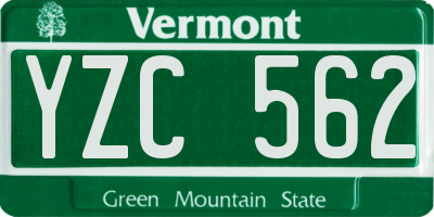 VT license plate YZC562