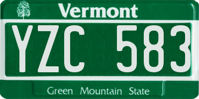 VT license plate YZC583