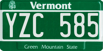 VT license plate YZC585