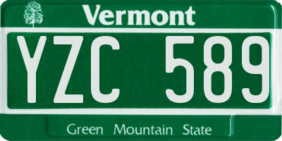 VT license plate YZC589