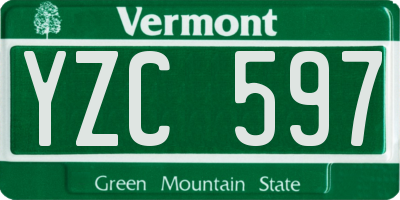 VT license plate YZC597