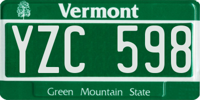 VT license plate YZC598