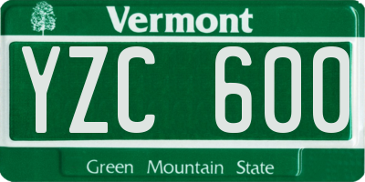 VT license plate YZC600