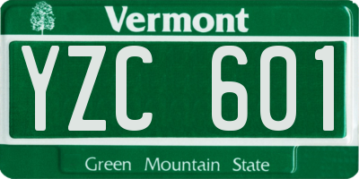 VT license plate YZC601