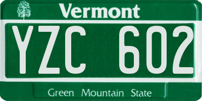VT license plate YZC602