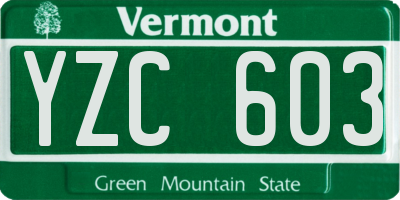 VT license plate YZC603