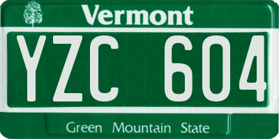 VT license plate YZC604