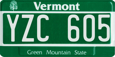 VT license plate YZC605