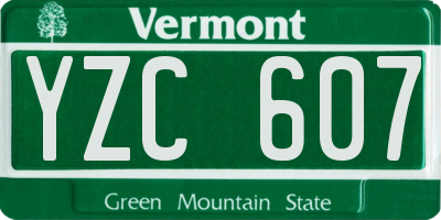 VT license plate YZC607