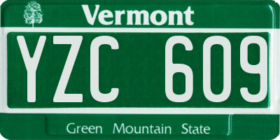 VT license plate YZC609