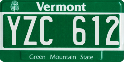 VT license plate YZC612