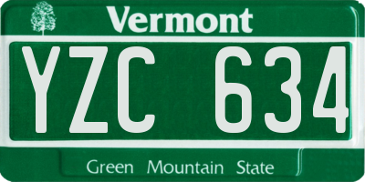 VT license plate YZC634