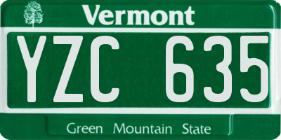 VT license plate YZC635