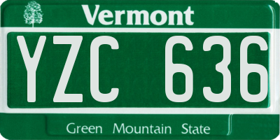 VT license plate YZC636