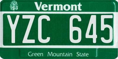 VT license plate YZC645