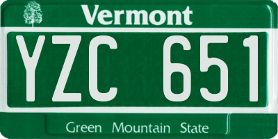 VT license plate YZC651