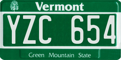 VT license plate YZC654